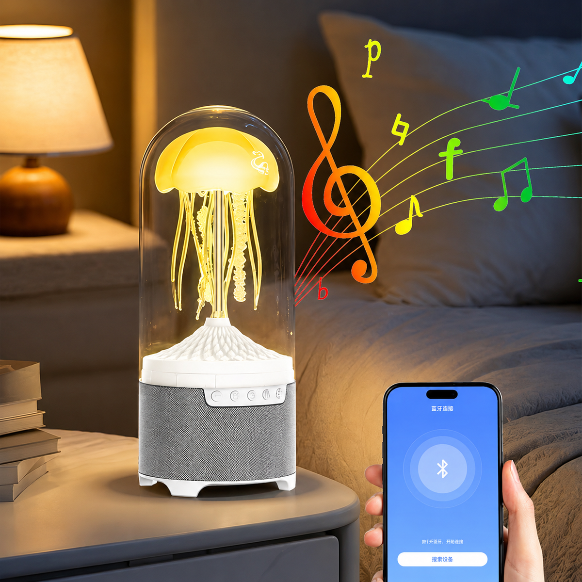 Jellyfish Bluetooth Speaker LED Night Lamp