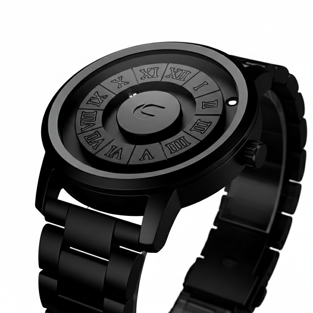 Magnetic Ball Roman Numeral Black Chain Watch – For Men