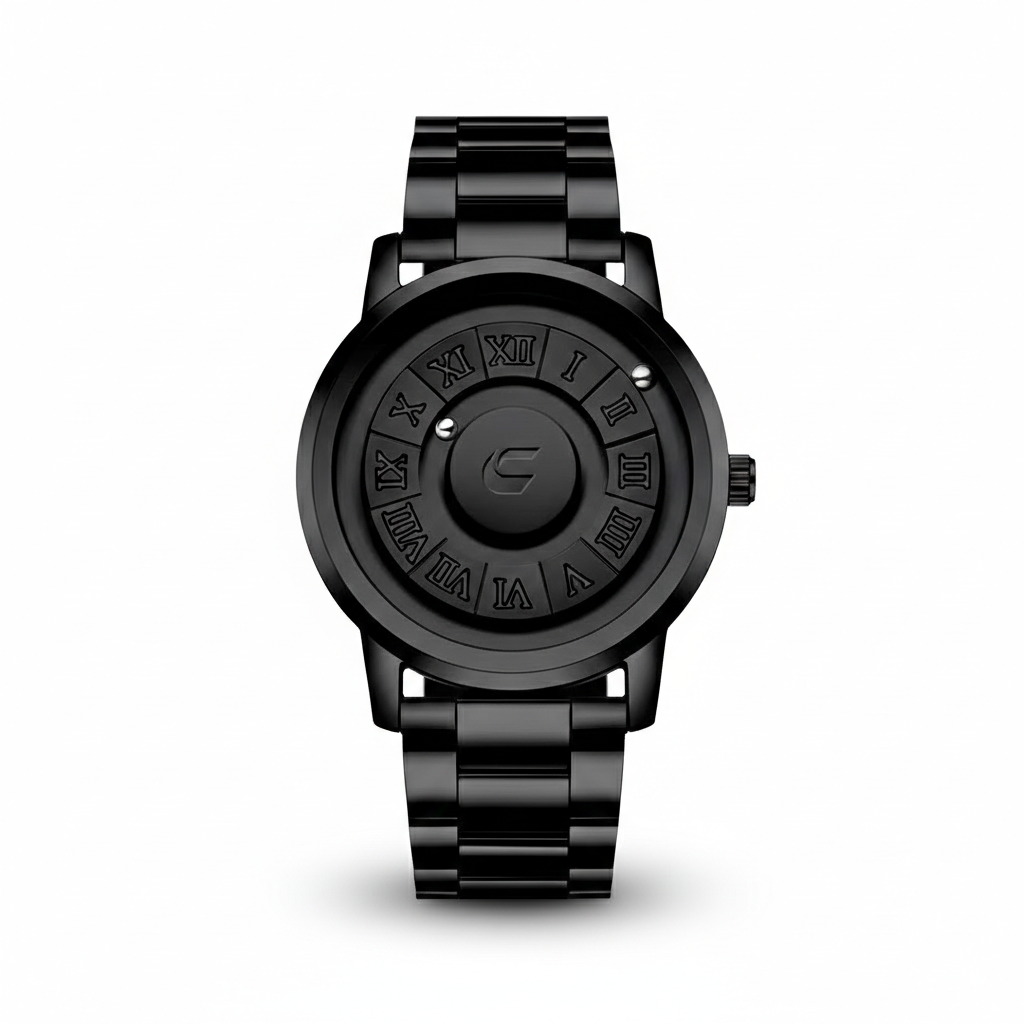 Magnetic Ball Roman Numeral Black Chain Watch – For Men
