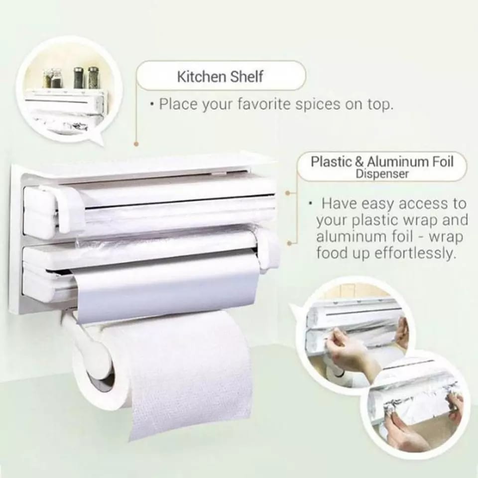 Triple Paper Dispenser – Foil, Film & Tissue Holder