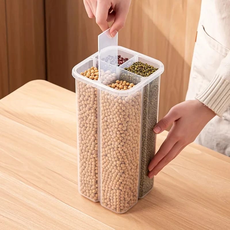 Airtight Jar with 4 Partitions – Sealed Food Storage