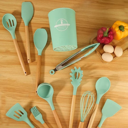 Silicone Utensil Set (12 pcs) – Heat Resistant Kitchen Tools