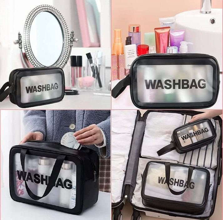 Clear PVC Travel Toiletry Bag Set – Waterproof 3-Pack Makeup Organizer