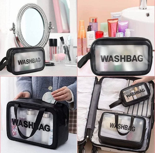 Clear PVC Travel Toiletry Bag Set – Waterproof 3-Pack Makeup Organizer