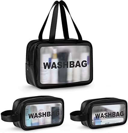 Clear PVC Travel Toiletry Bag Set – Waterproof 3-Pack Makeup Organizer