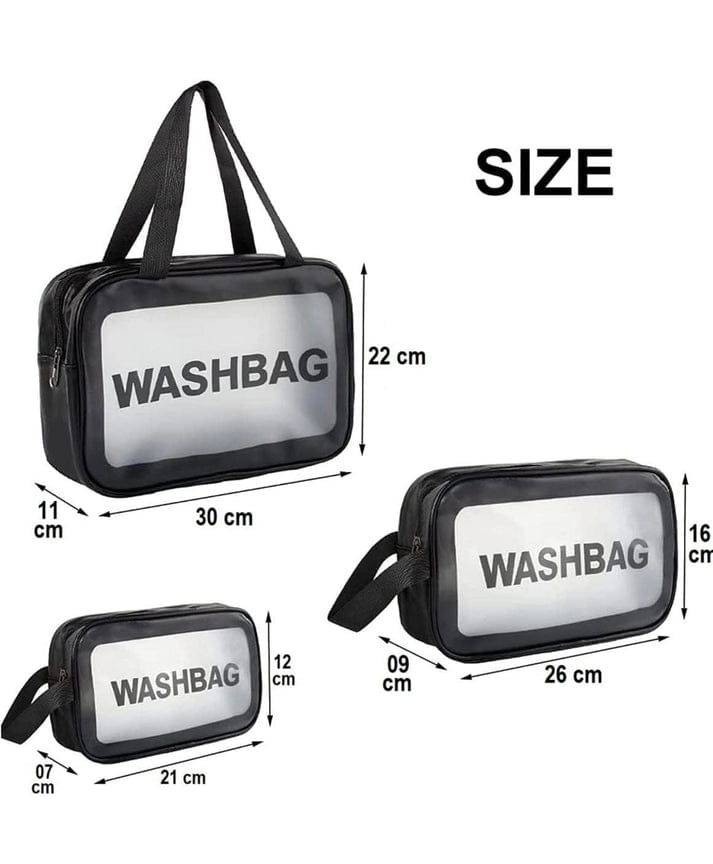 Clear PVC Travel Toiletry Bag Set – Waterproof 3-Pack Makeup Organizer