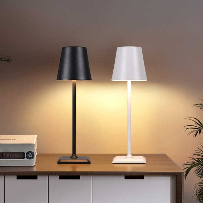 LuxeGlow Rechargeable LED Bedside Lamp – Minimalist Black & White
