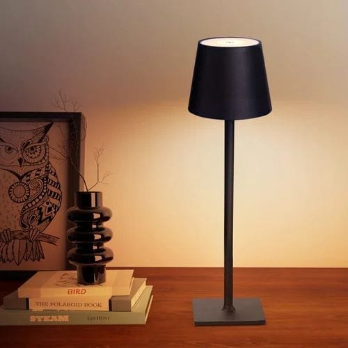 LuxeGlow Rechargeable LED Bedside Lamp – Minimalist Black & White