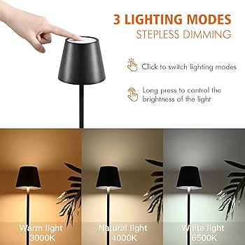 LuxeGlow Rechargeable LED Bedside Lamp – Minimalist Black & White