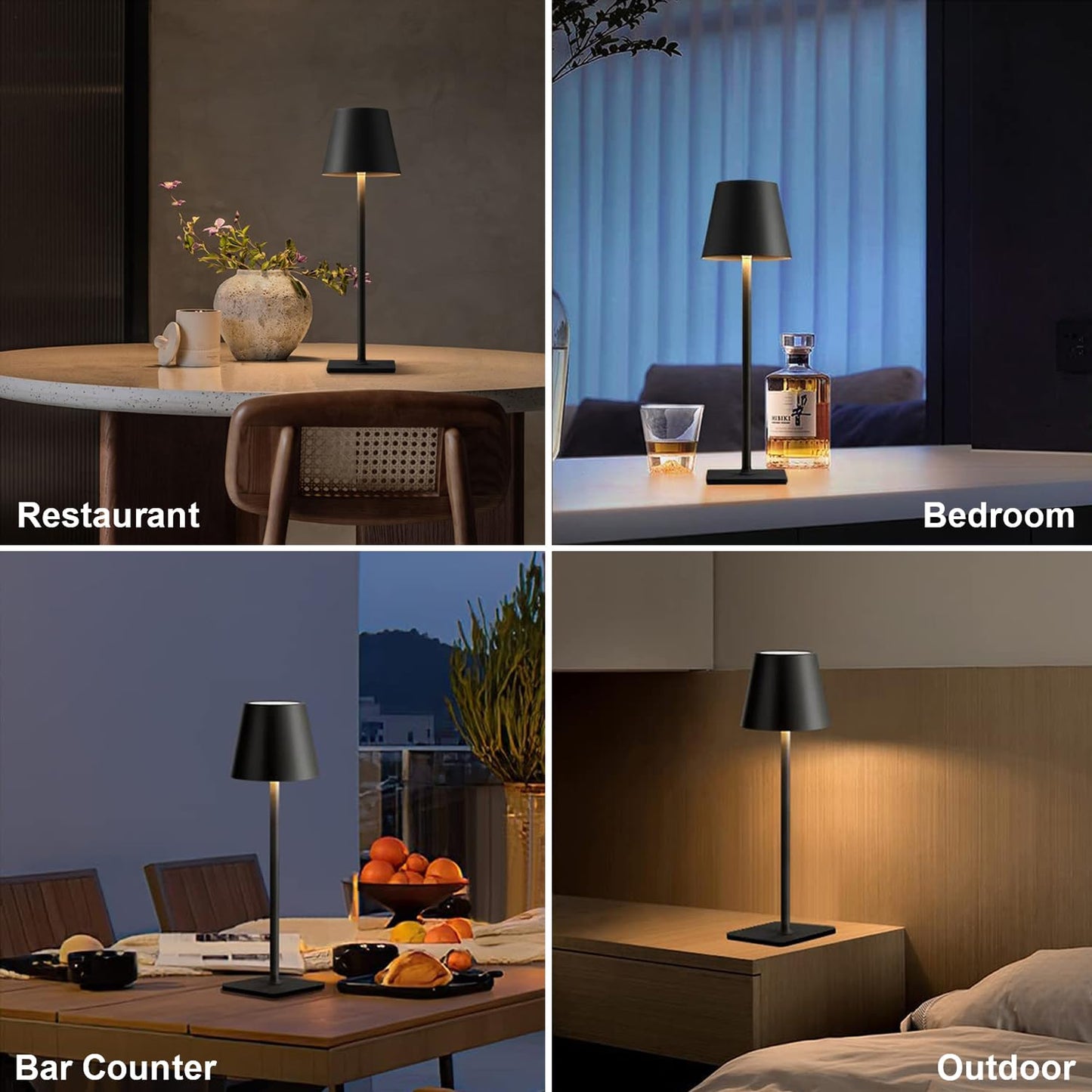 LuxeGlow Rechargeable LED Bedside Lamp – Minimalist Black & White