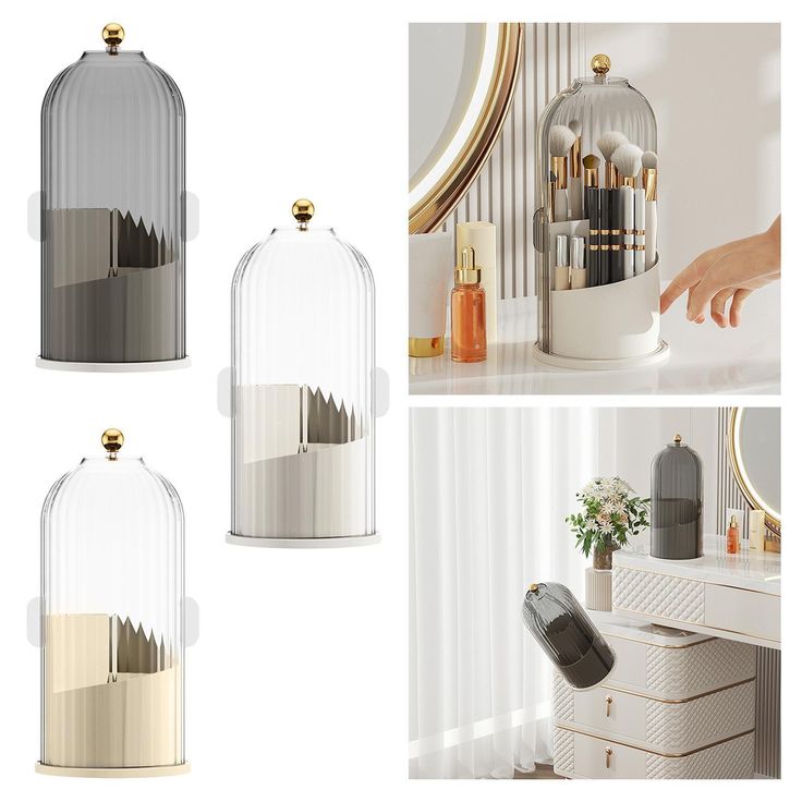 Luxury Crystal Rotating Makeup Brush Organizer – Cosmetic Holder