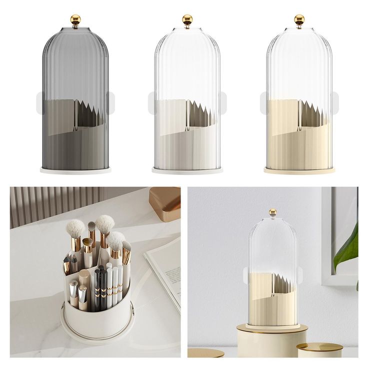 Luxury Crystal Rotating Makeup Brush Organizer – Cosmetic Holder