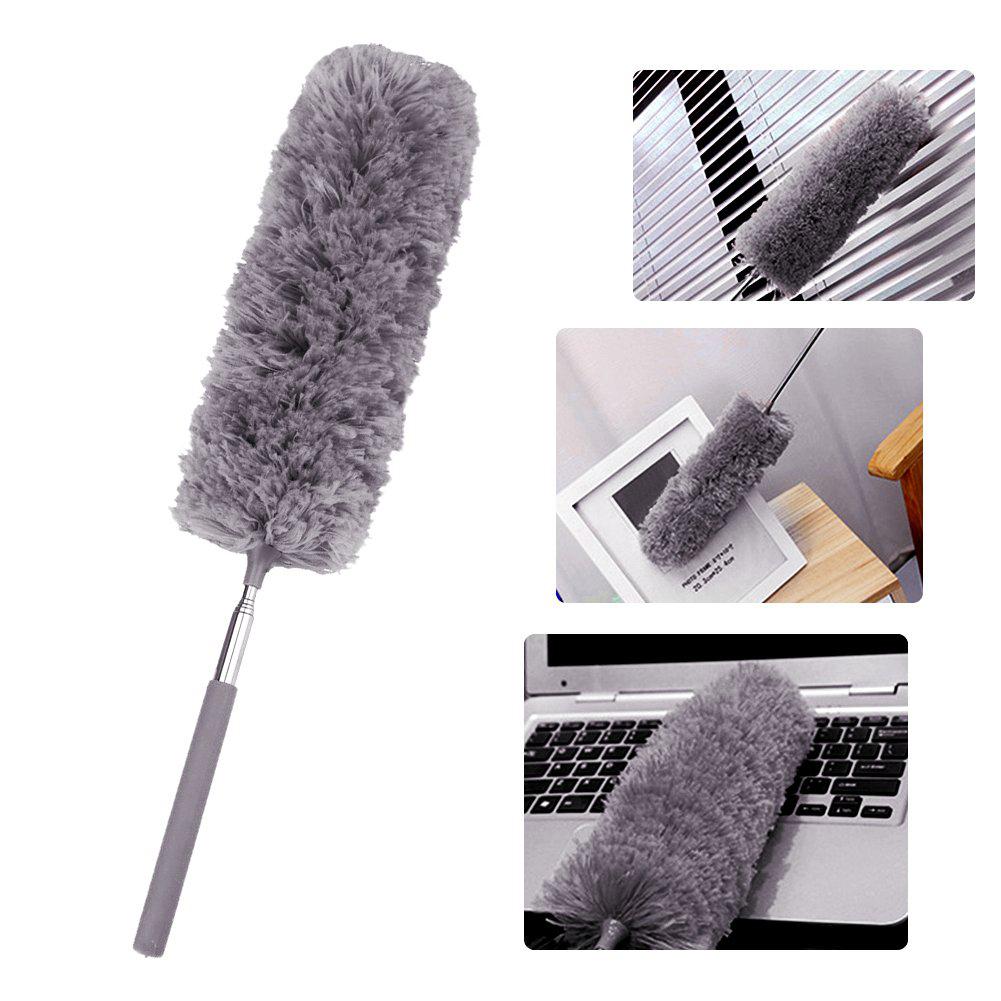 Microfiber Grey Duster with Steel Rod – High Reach Ceiling Fan & Wall Cleaner