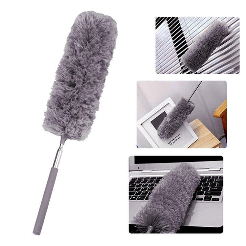 Microfiber Grey Duster with Steel Rod – High Reach Ceiling Fan & Wall Cleaner