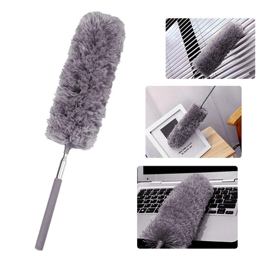 Microfiber Grey Duster with Steel Rod – High Reach Ceiling Fan & Wall Cleaner