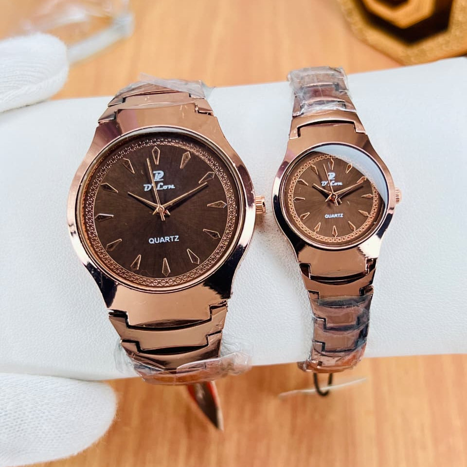 D’Lon Couple Watch Set – Stainless Steel Chain | Push Lock
