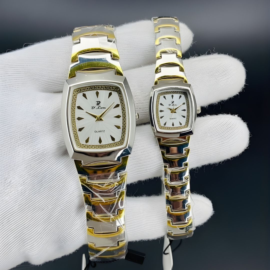 New Dlon Couple Watch Set – Stainless Steel Chain | Push Lock