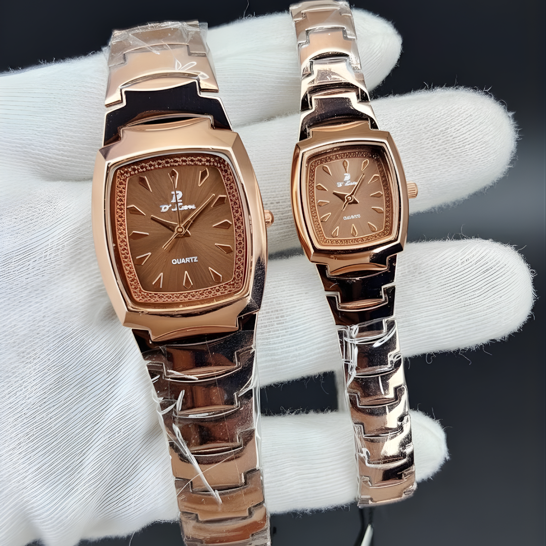 New Dlon Couple Watch Set – Stainless Steel Chain | Push Lock