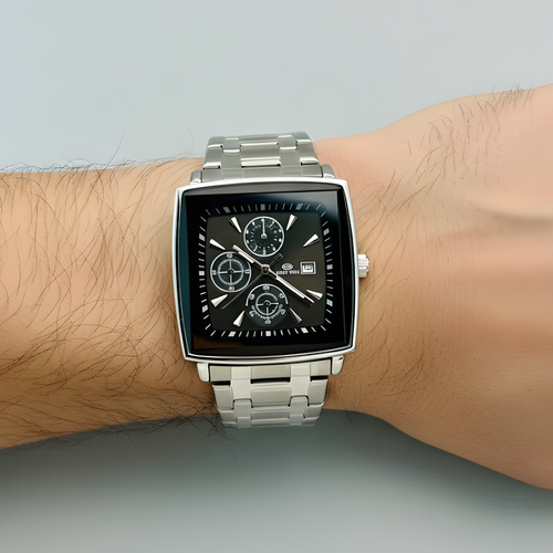 Nova Steel Men’s Square Dial Stainless Steel Analog Watch