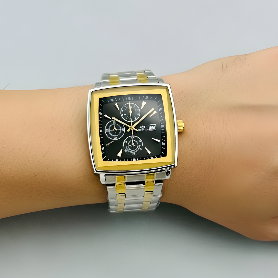 Nova Steel Men’s Square Dial Stainless Steel Analog Watch