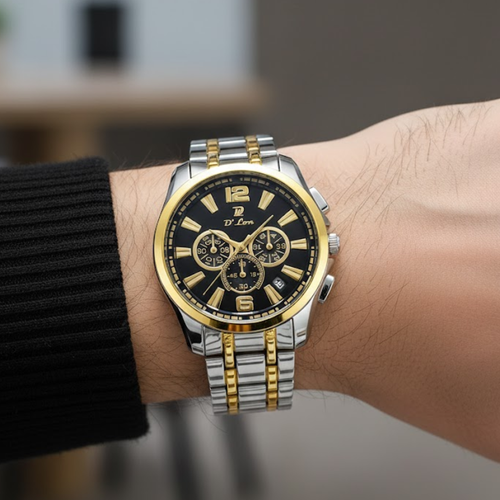 Noble Time Men’s Stainless Steel Analog Watch with Chronograph-Style Dial