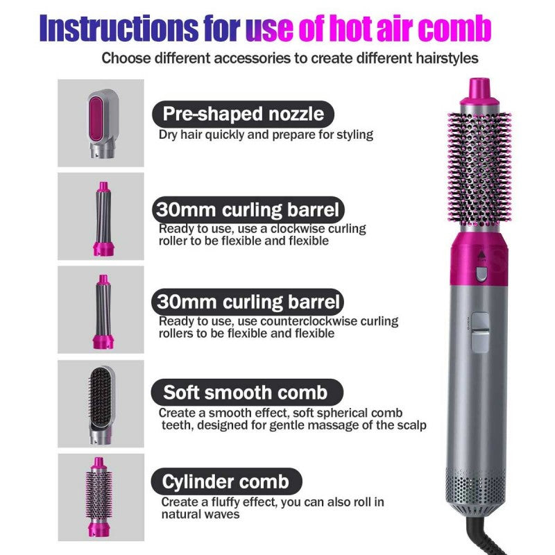 5-in-1 Hair Dryer & Styler – Hot Air Brush