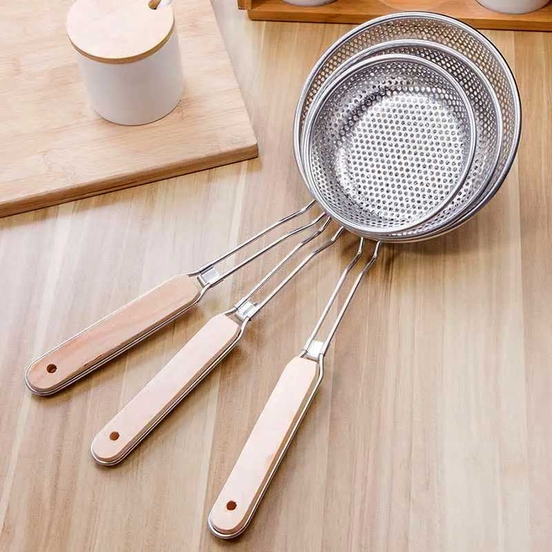 Stainless Steel Strainer Colander (3 Sizes) – Wooden Handle