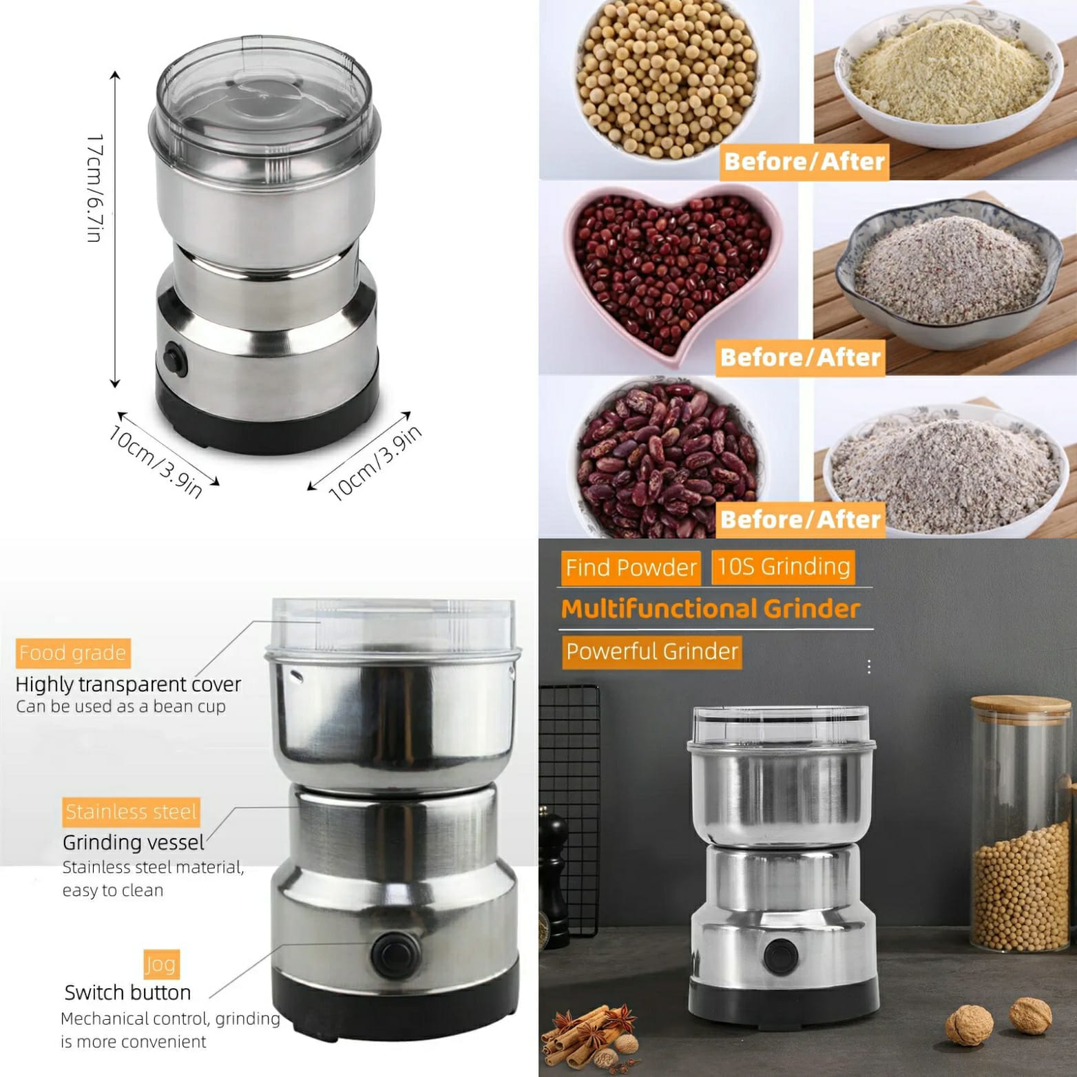 Electric Stainless Steel Grinder – Multi-Functional