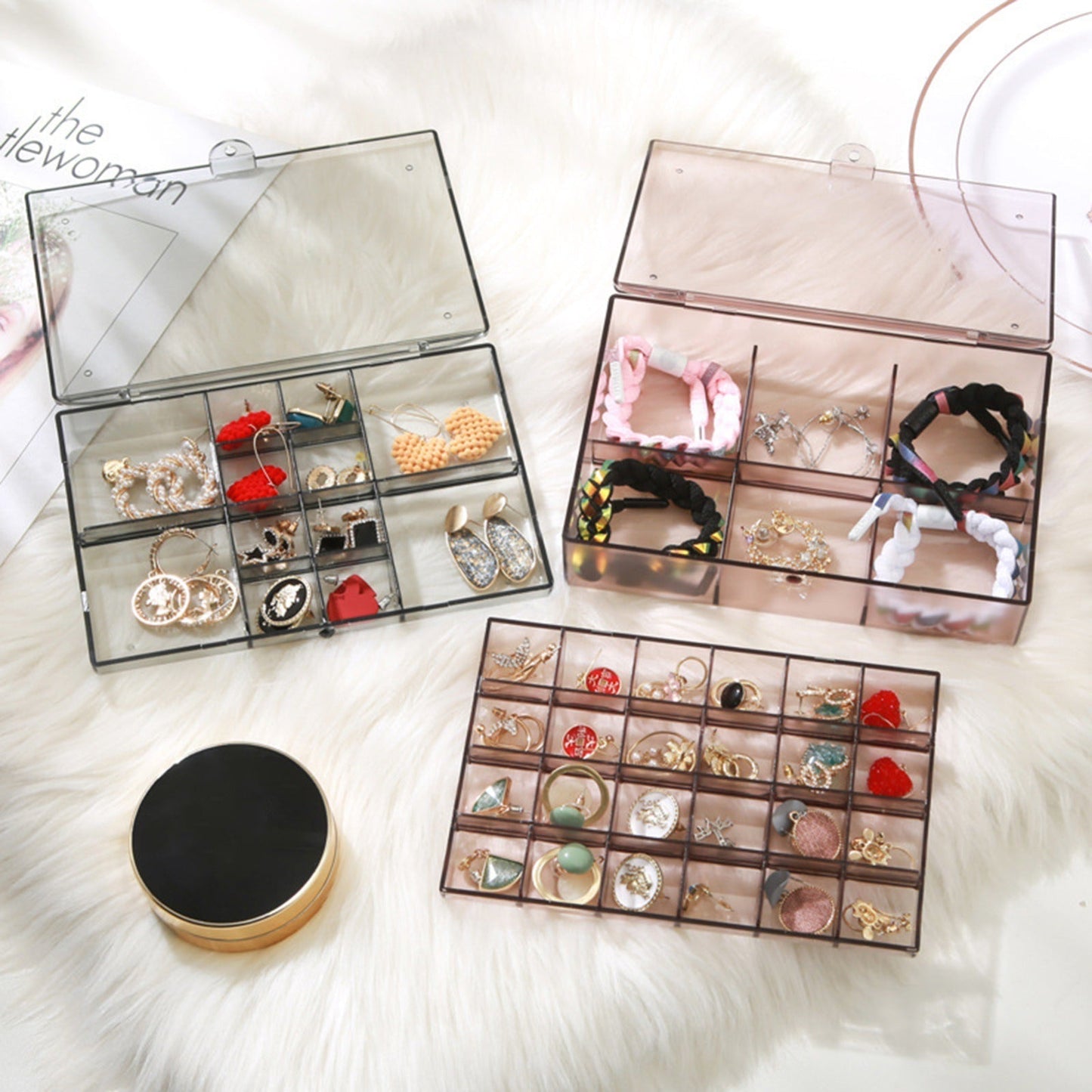 24-Grid Acrylic Jewelry Box – Transparent Storage Organizer