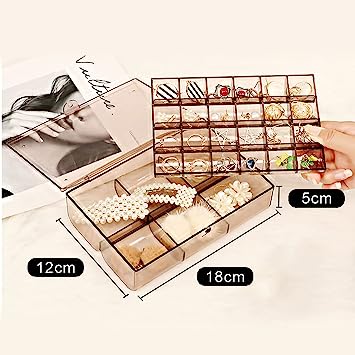 24-Grid Acrylic Jewelry Box – Transparent Storage Organizer