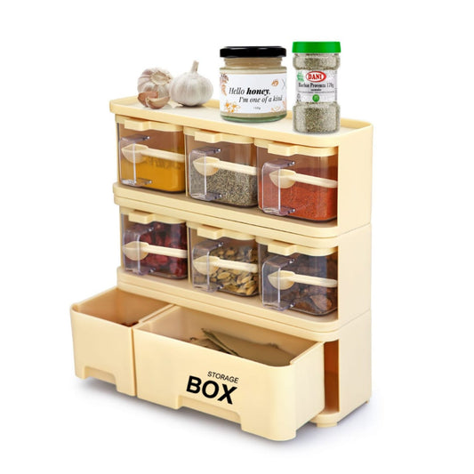 Spices Storage Box – Multi-Compartment Masala & Seasoning Organizer with Lids & Spoons