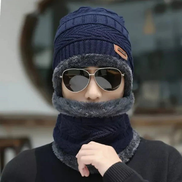 Winter Beanie Hat and Scarf Thermal Knit Hat Skull Cap Full Set-2 Piece