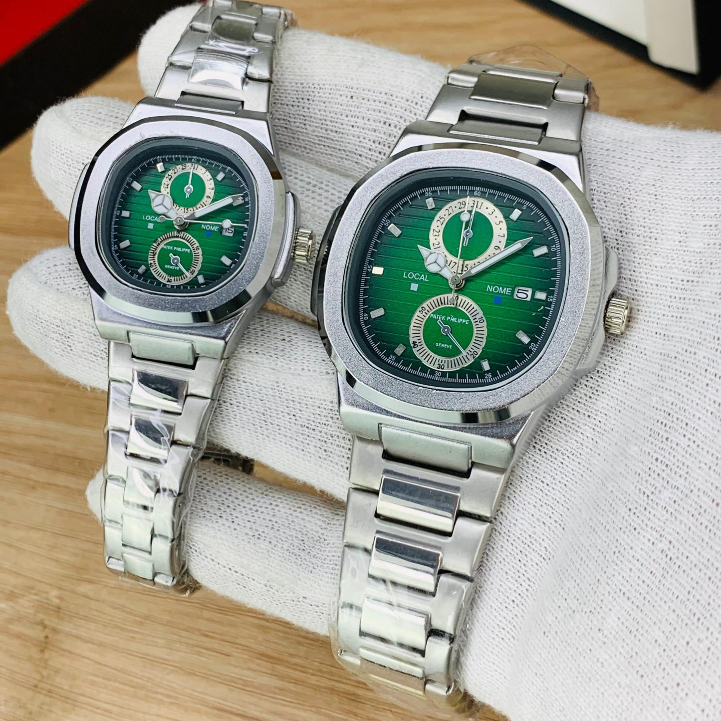 Elite Steel Couple Watch – Dual Time & Date | Butterfly Master Lock