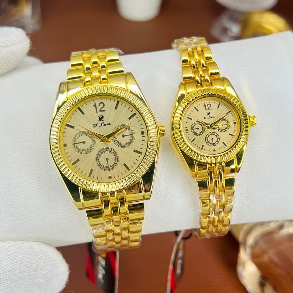 Aurex Classic Pair – Premium Steel Chain Couple Watches