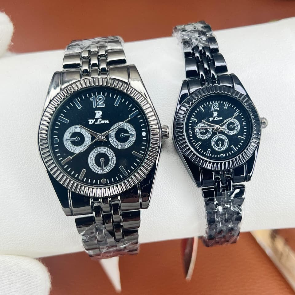 Aurex Classic Pair – Premium Steel Chain Couple Watches