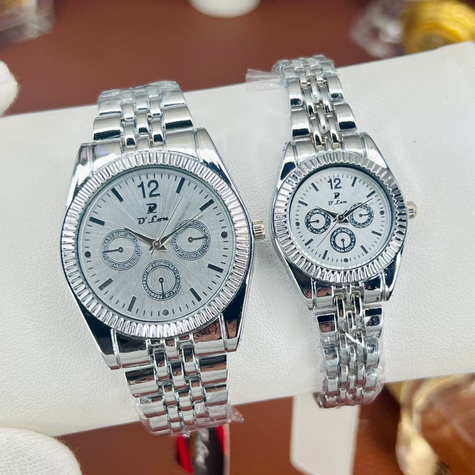 Aurex Classic Pair – Premium Steel Chain Couple Watches