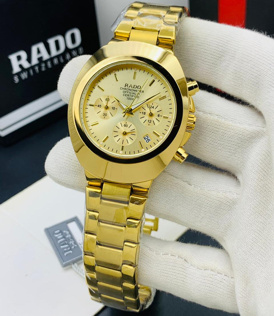 Luxury Gold Chronograph-Style Men’s Watch | Stainless Steel Bracelet Watch