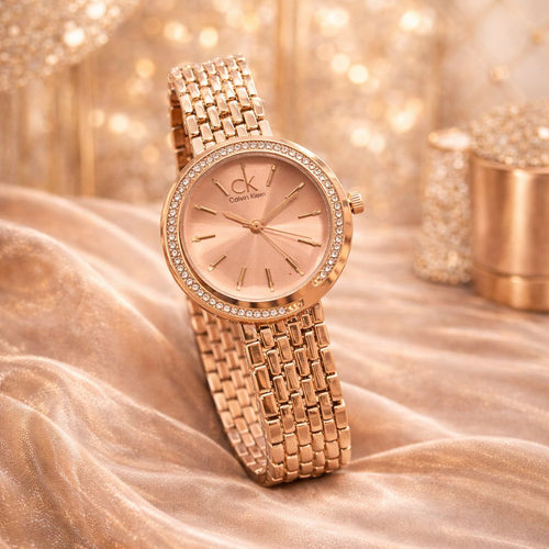 Elegant Rose Gold Women’s Watch | Crystal Bezel Stainless Steel Bracelet