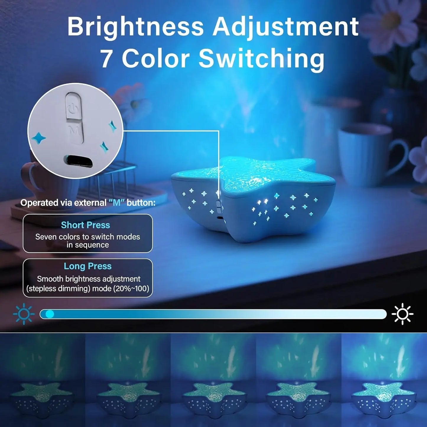 Starfish Ocean Wave Projector Night Light