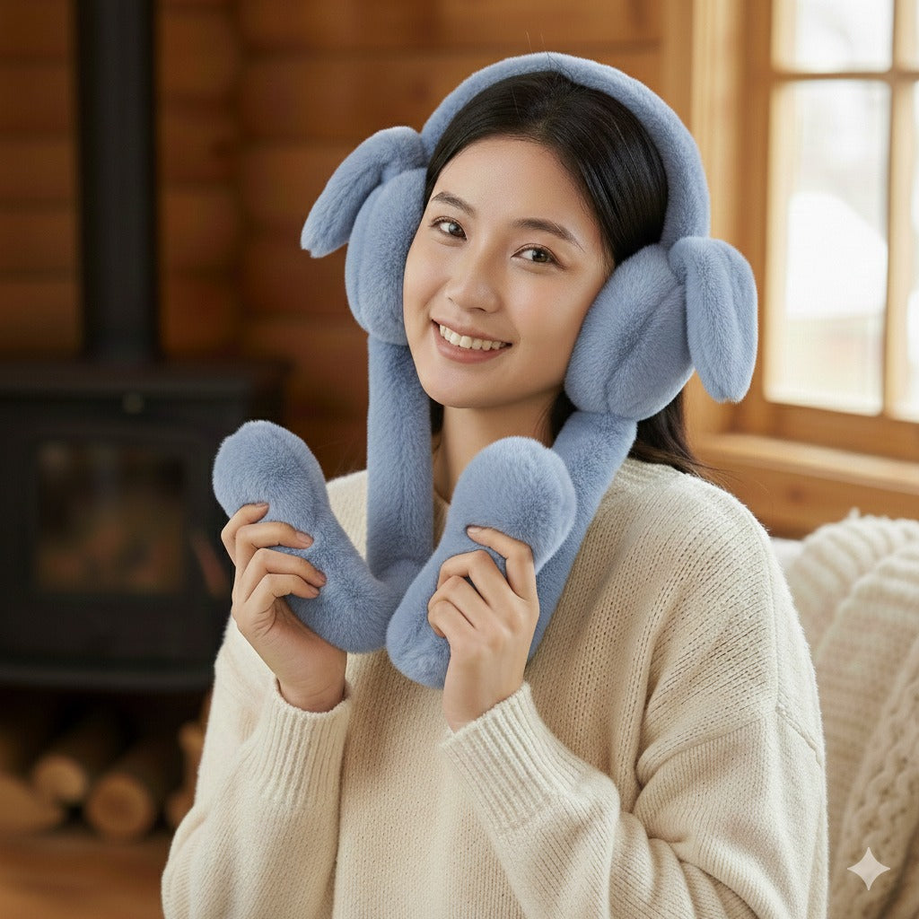 Cute Rabbit Ear Muffler | Soft Plush Winter Ear Warmer for Kids & Girls
