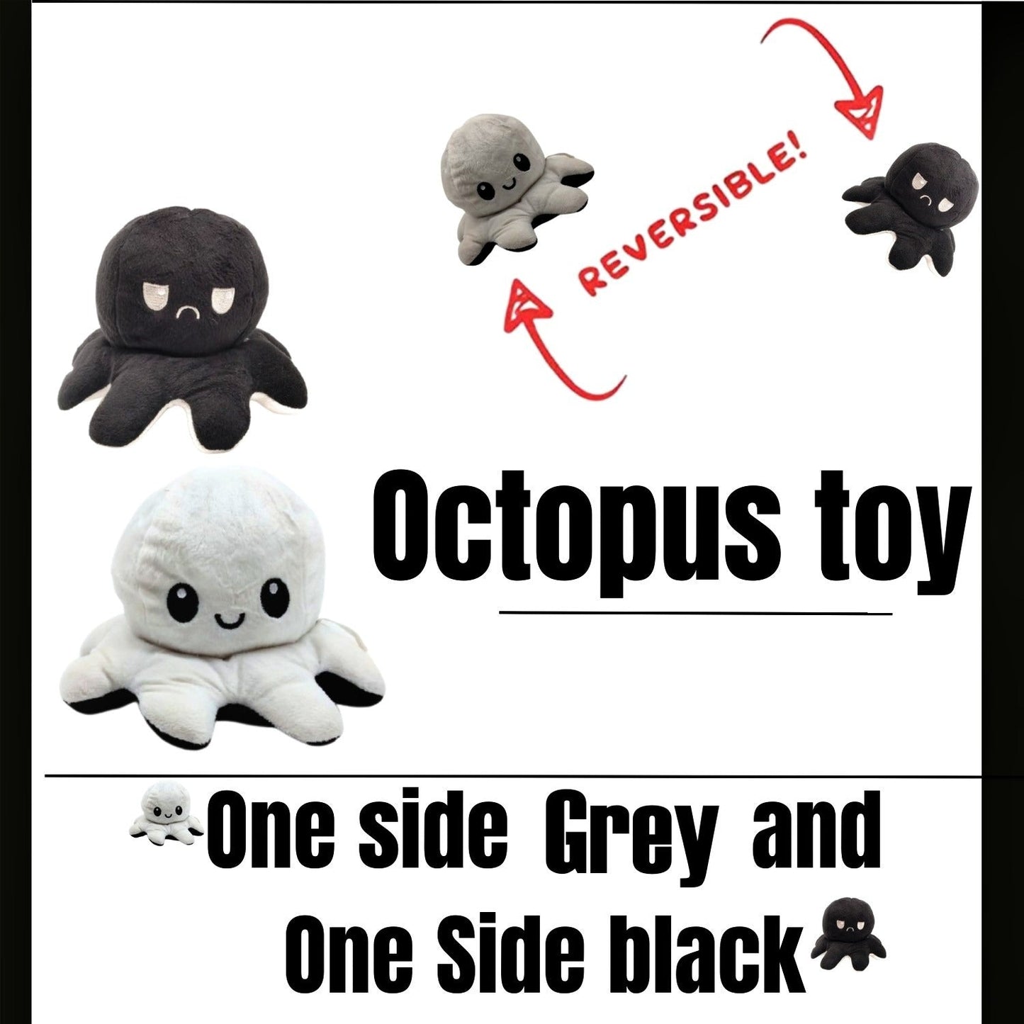 Reversible Octopus Plush Toy – Double-Sided Mood Changing Doll