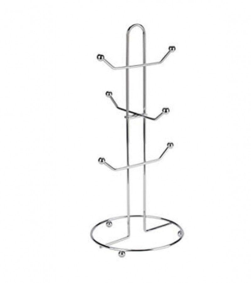 Chrome Metal Cup Holder – 6-Cup Kitchen Organizer