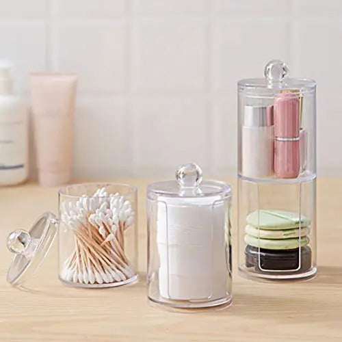 Bamboo Makeup Cotton Swab Holder – Eco-Friendly Organizer with Lid