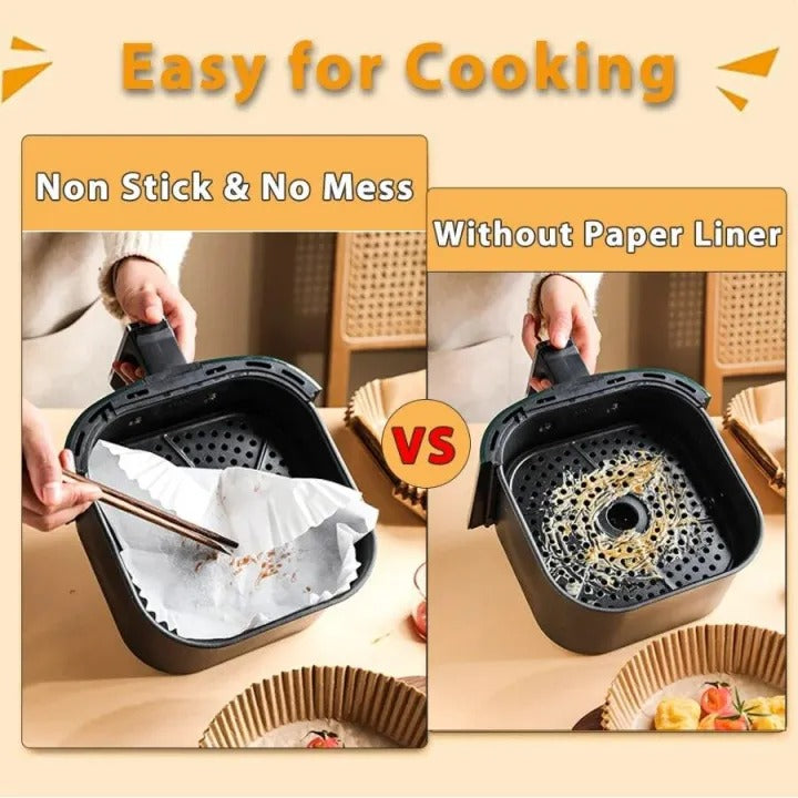 Disposable Air Fryer Paper Liners – 50pcs Non-Stick Heat Resistant