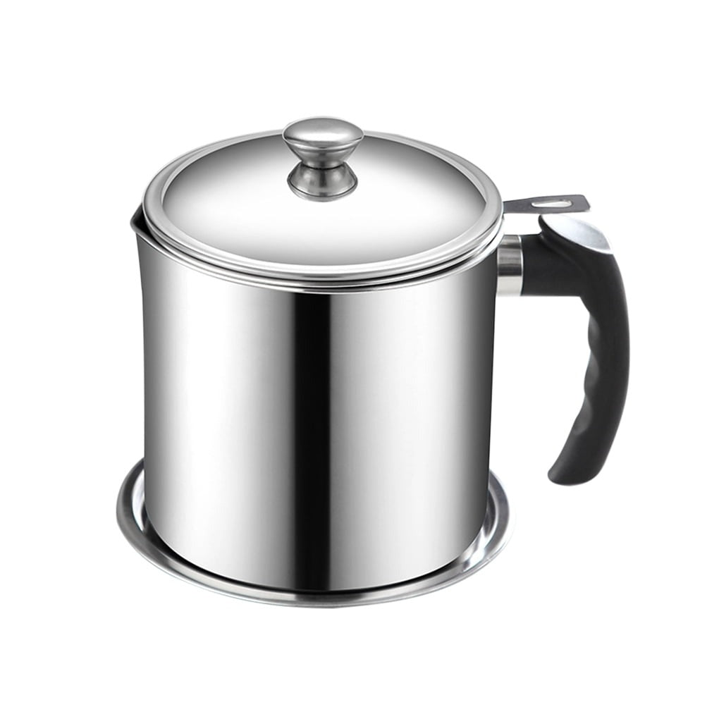 Stainless Steel Oil Filter Pot with Tray – Grease Storage Container