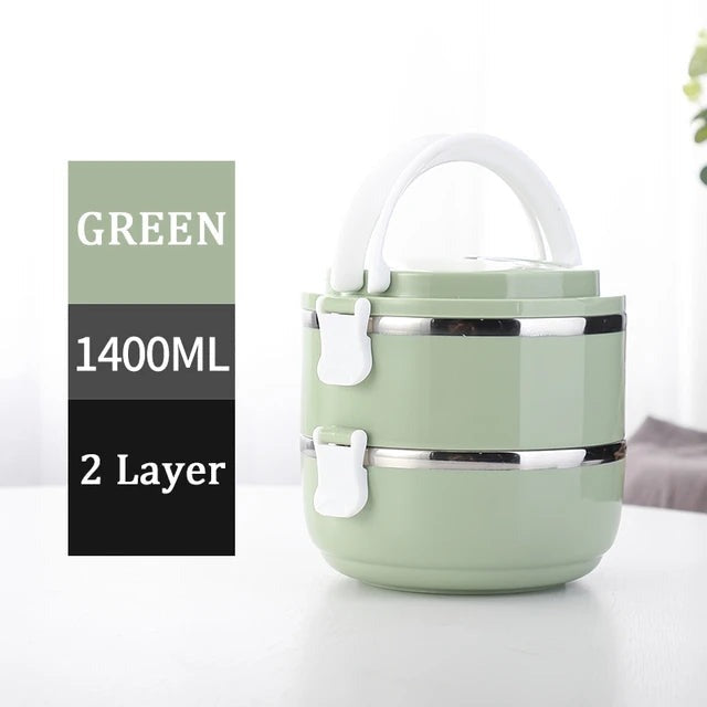 Stainless Steel Layered Lunch Box – Portable Food Storage