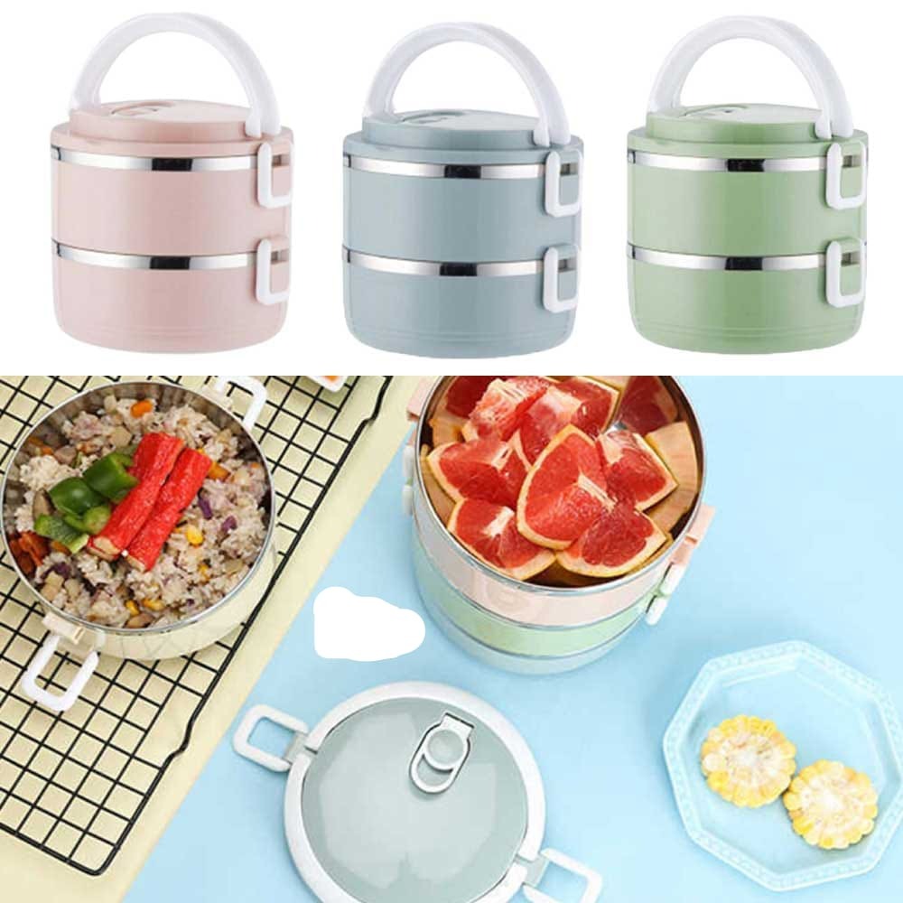Stainless Steel Layered Lunch Box – Portable Food Storage