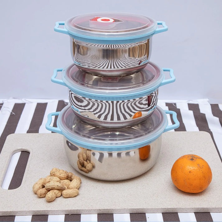 3-Piece Stainless Steel Mixing Bowls – Multi-Purpose Kitchen Set