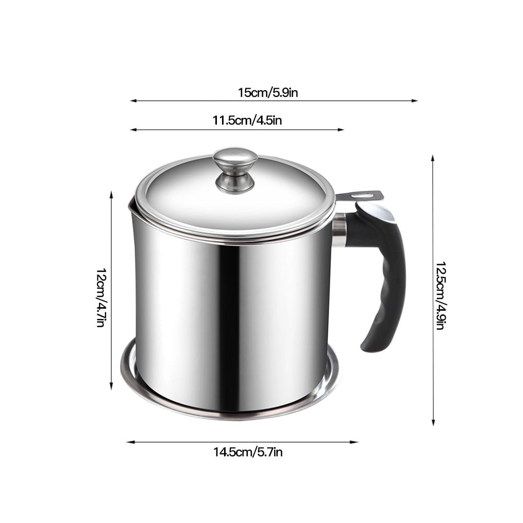 Stainless Steel Oil Filter Pot with Tray – Grease Storage Container