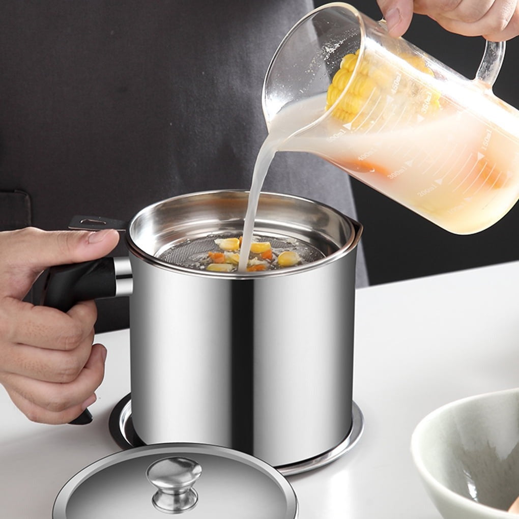 Stainless Steel Oil Filter Pot with Tray – Grease Storage Container